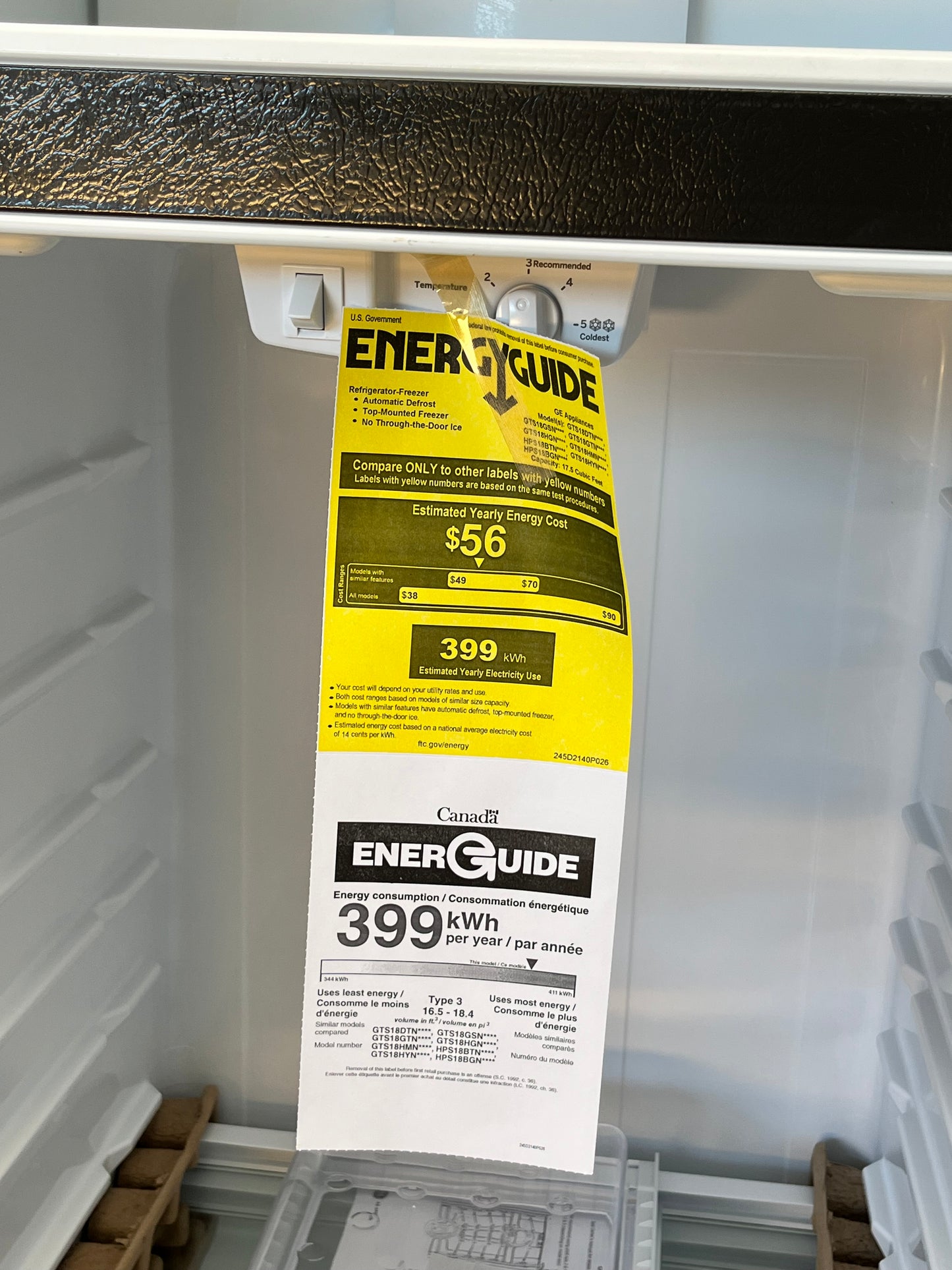 GE 17.5 cu. ft. Stainless Steel Top Freezer Refrigerator