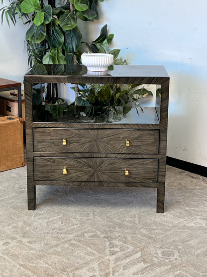 Modern Faux Horn Grey Nightstand