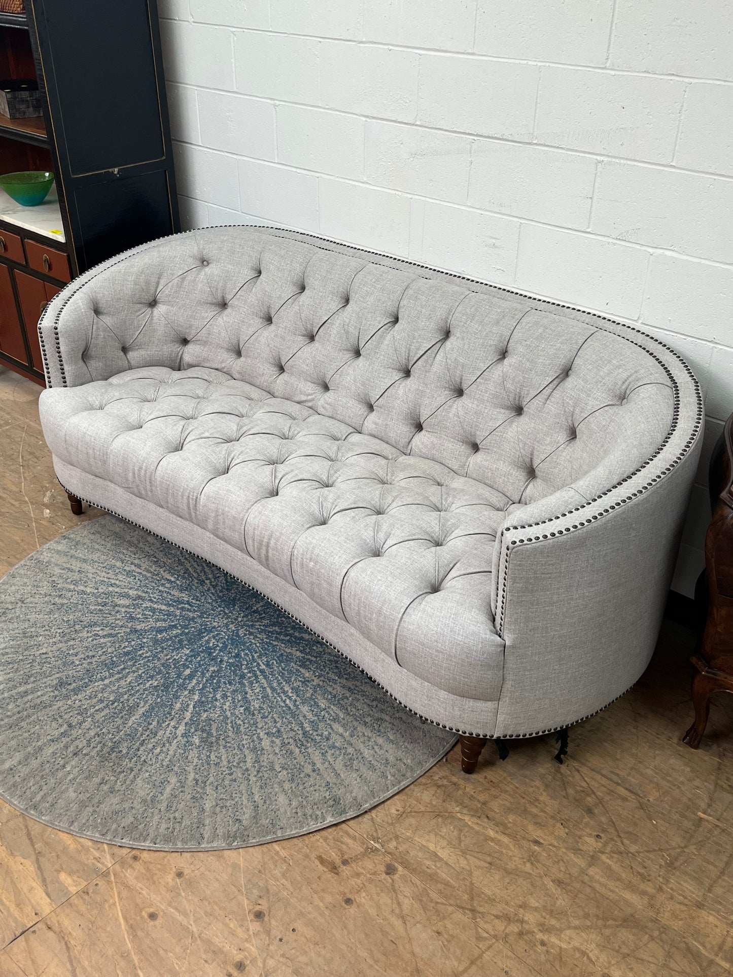 Modern Tufted 84" Gray Sofa