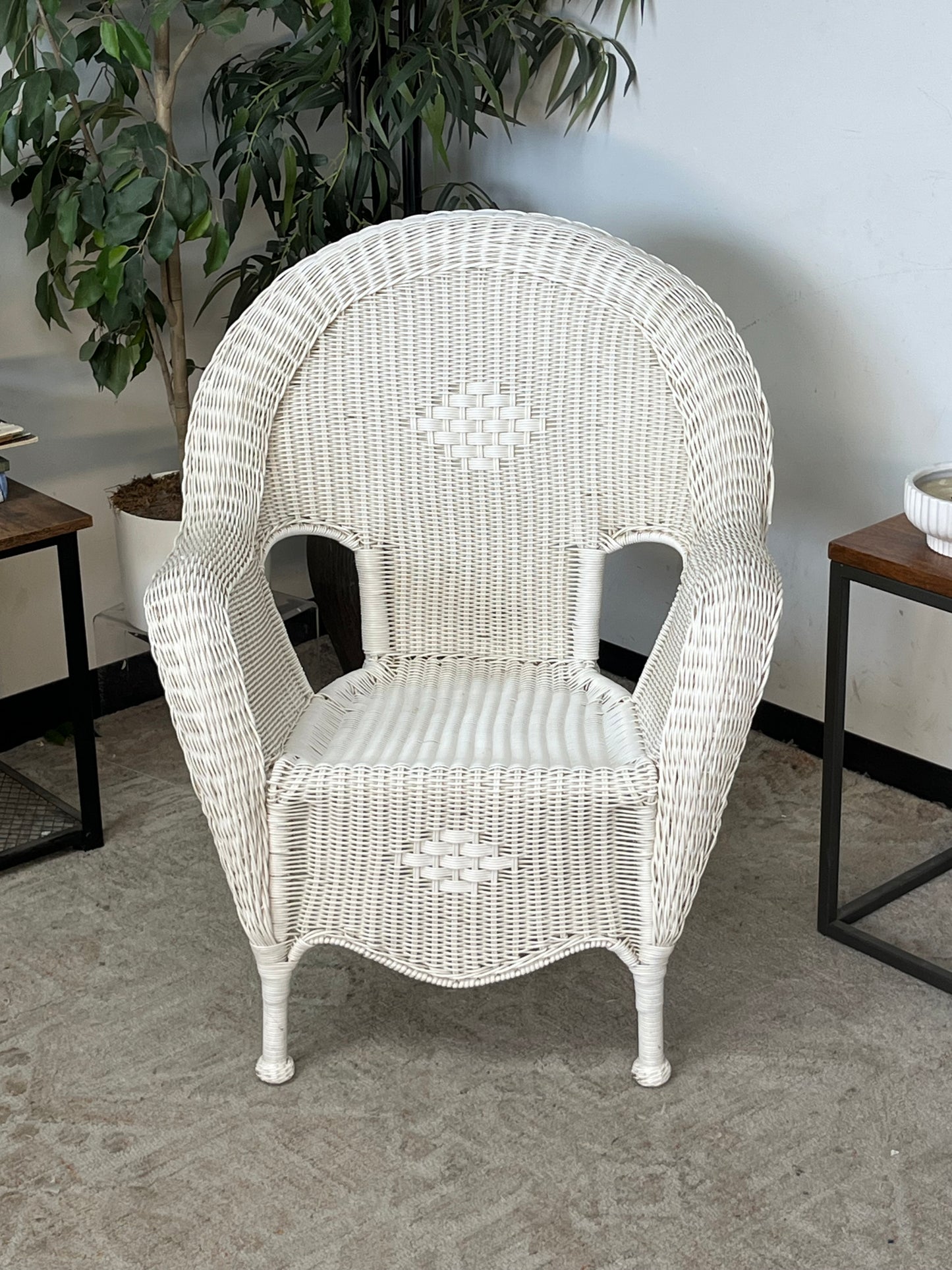 Hampton Bay White Woven Armchairs Set of 2