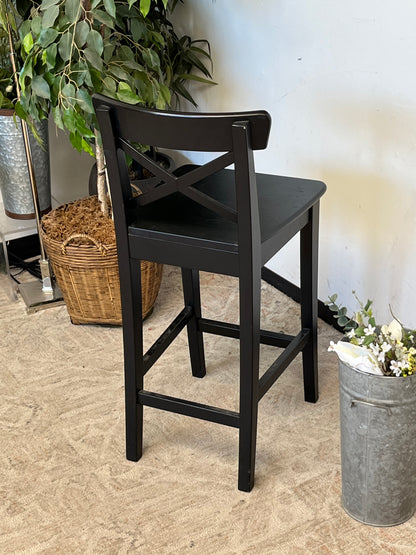 Black Wooden Barstool