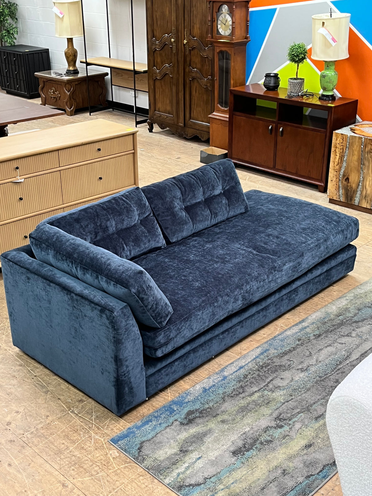 Modern Linen Left Arm Chaise Lounge