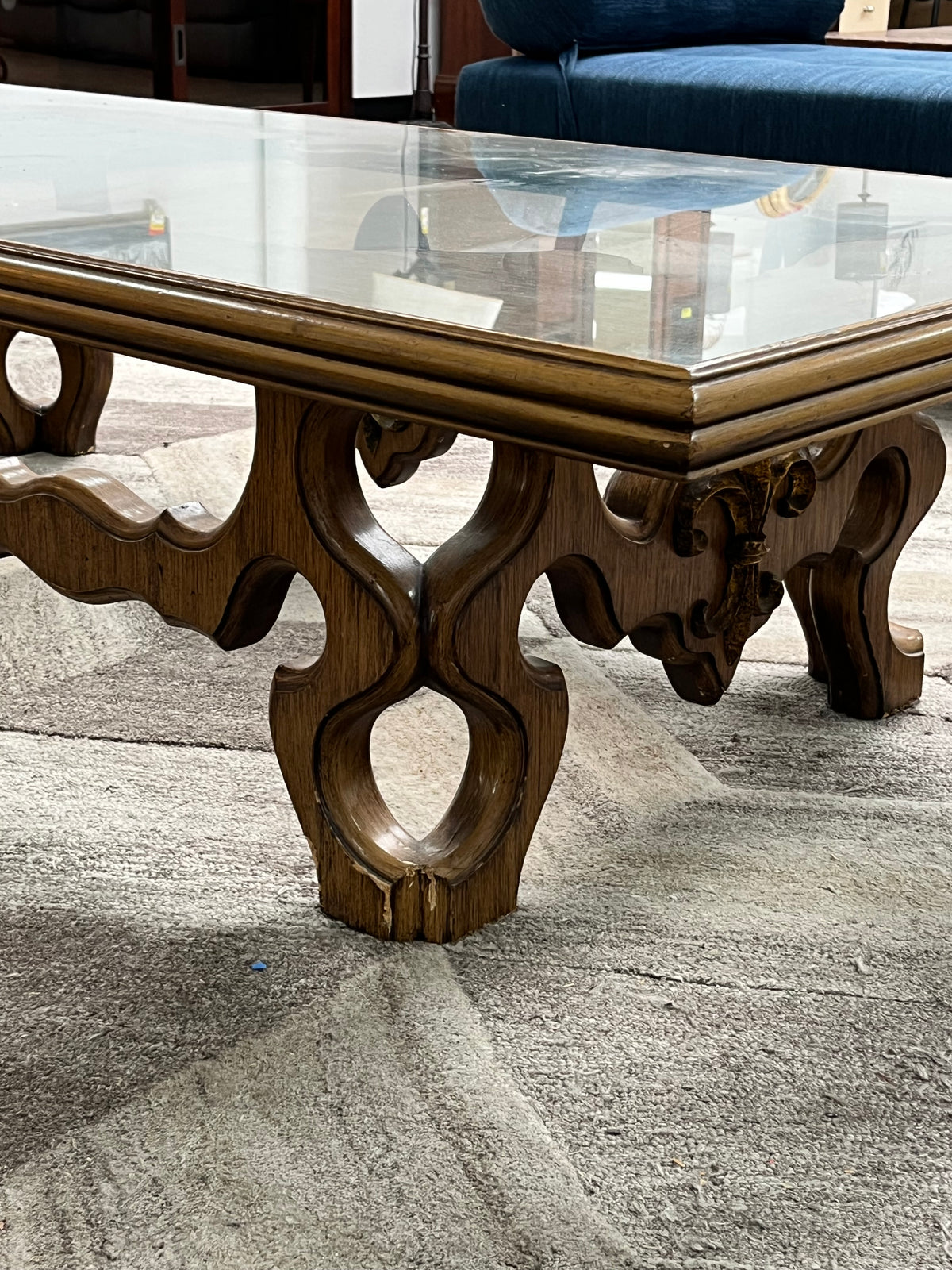 Vintage Wood-Carved Coffee Table