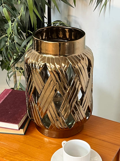 Modern Ceramic Gold Candle Hurricane