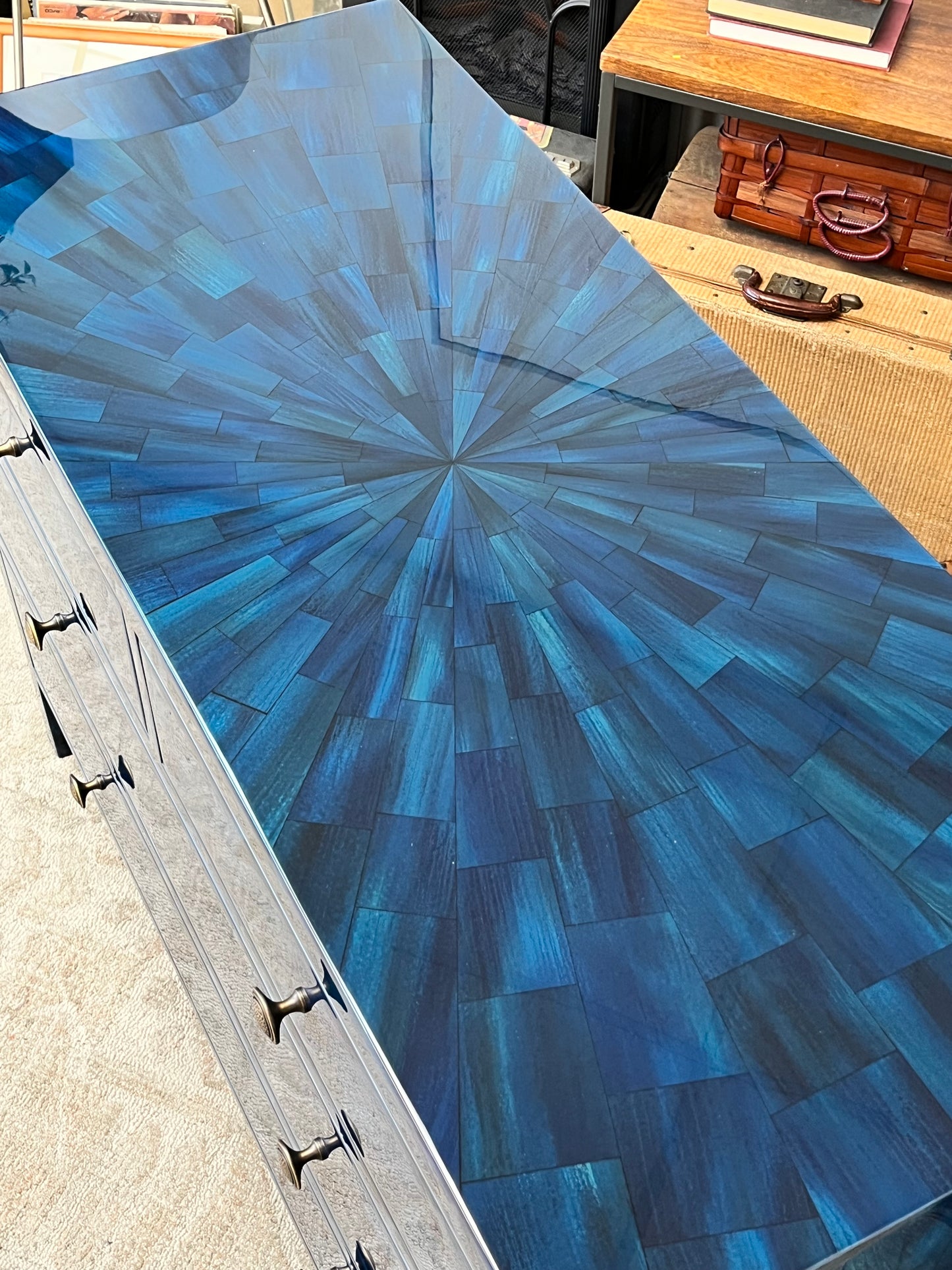 Modern Faux Horn Blue Dresser