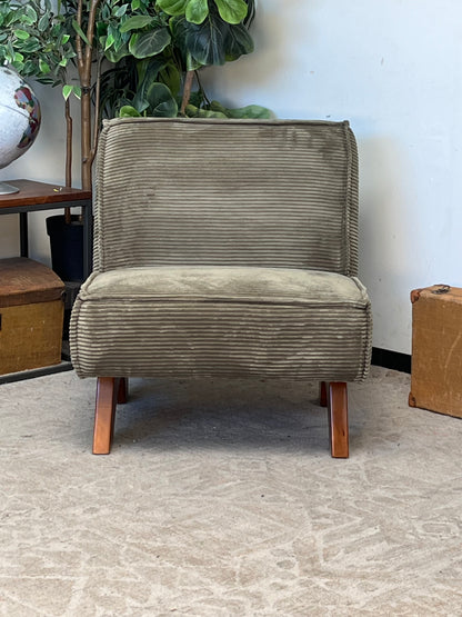 Modern Corduroy Style Green Armchair
