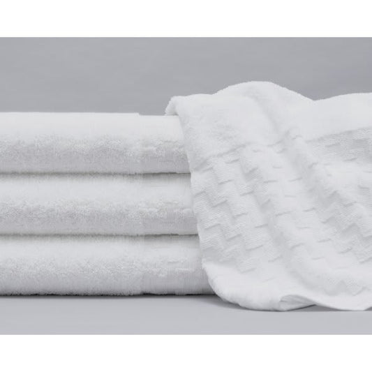 White Bath Towel with Zigzag Border