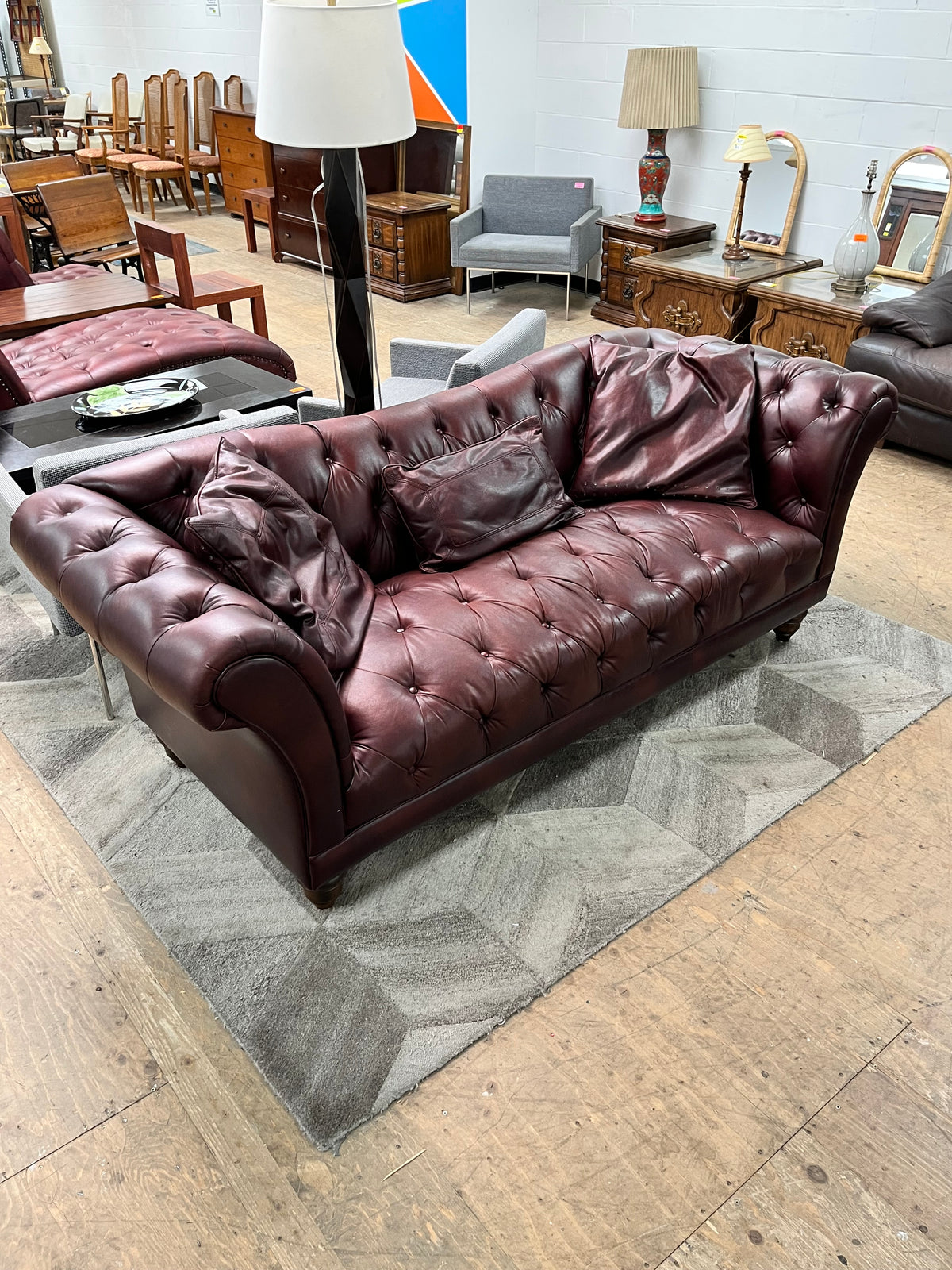 Faux Leather Tufted Club Couch