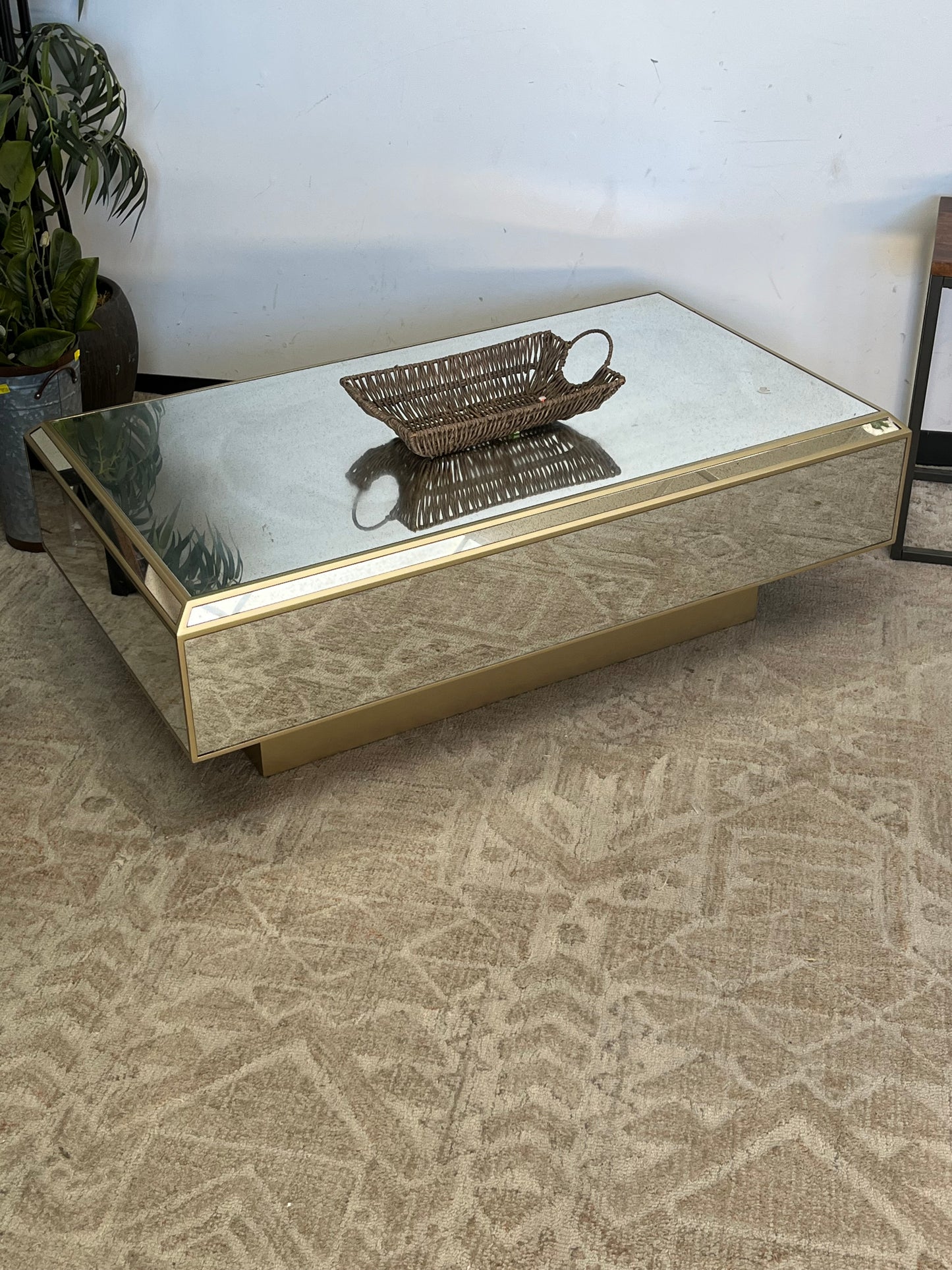 Modern Mirrored Glass Coffee Table