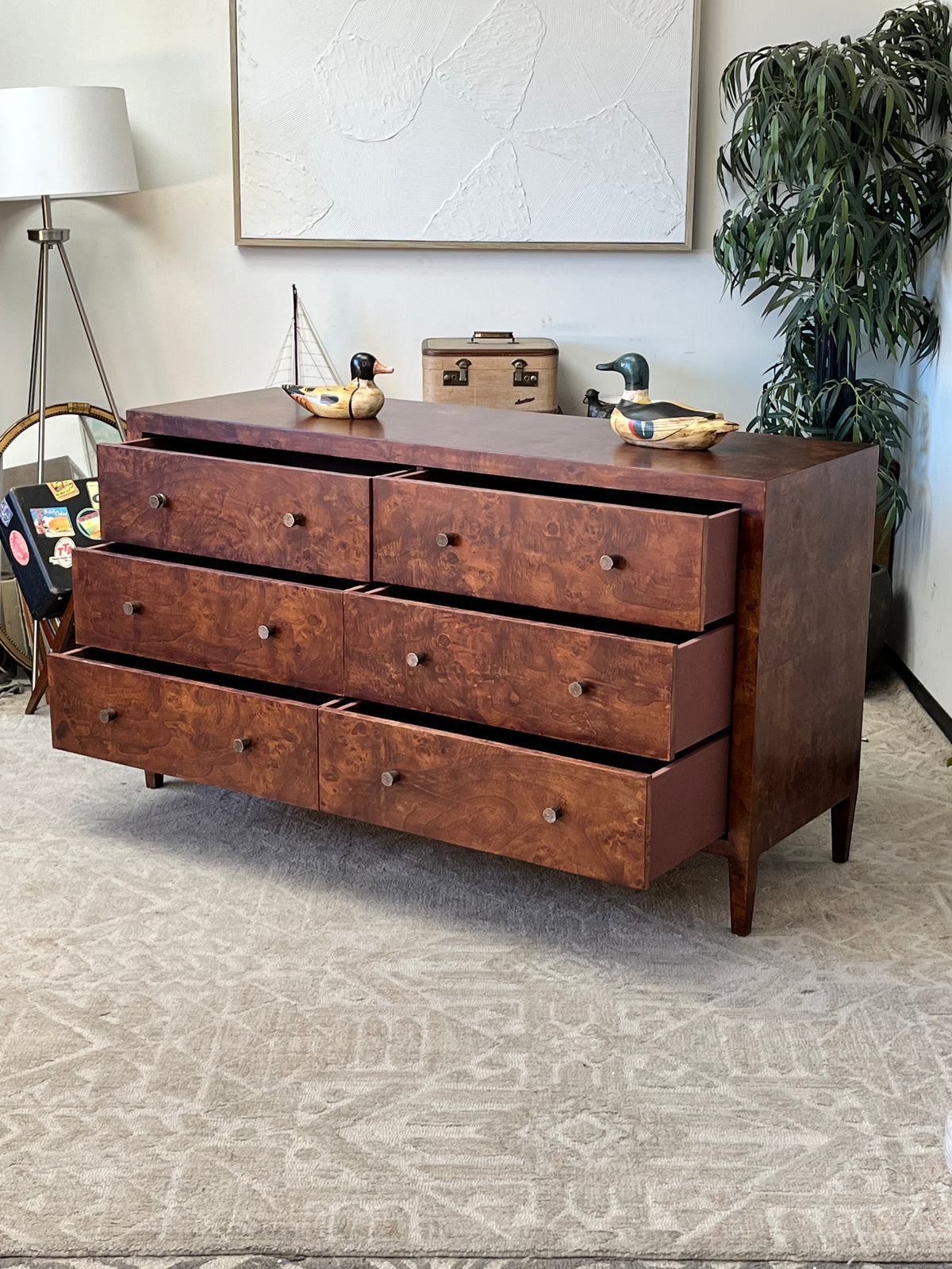 Modern Dark Wood 6 Drawer Dresser