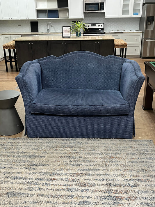 Wesley Hall Blue Linen Loveseat