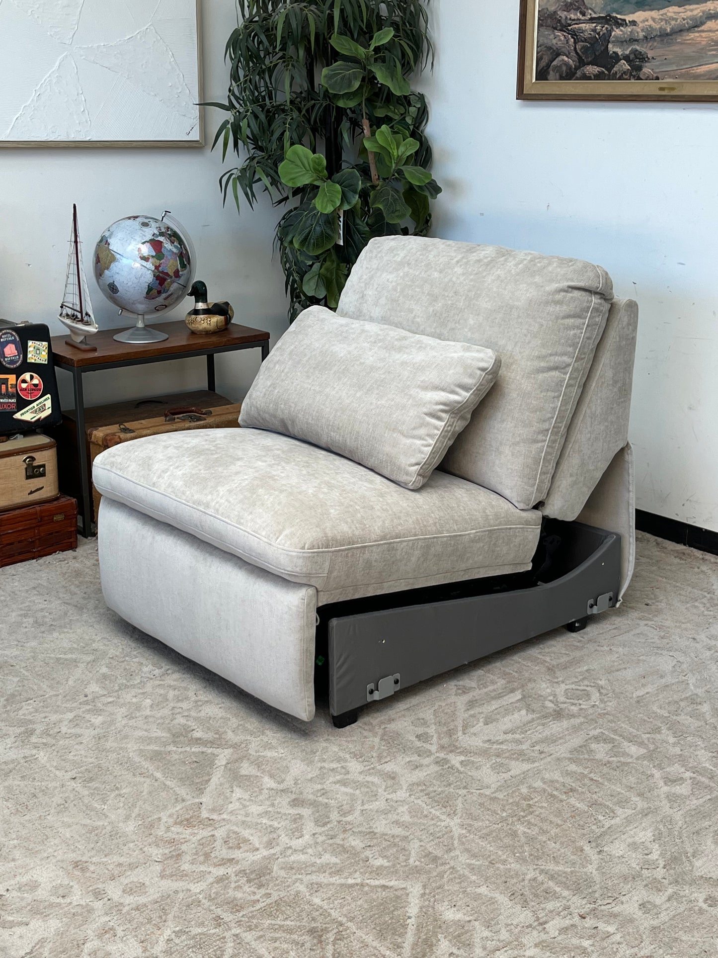 Modern Grey Electronic Recliner