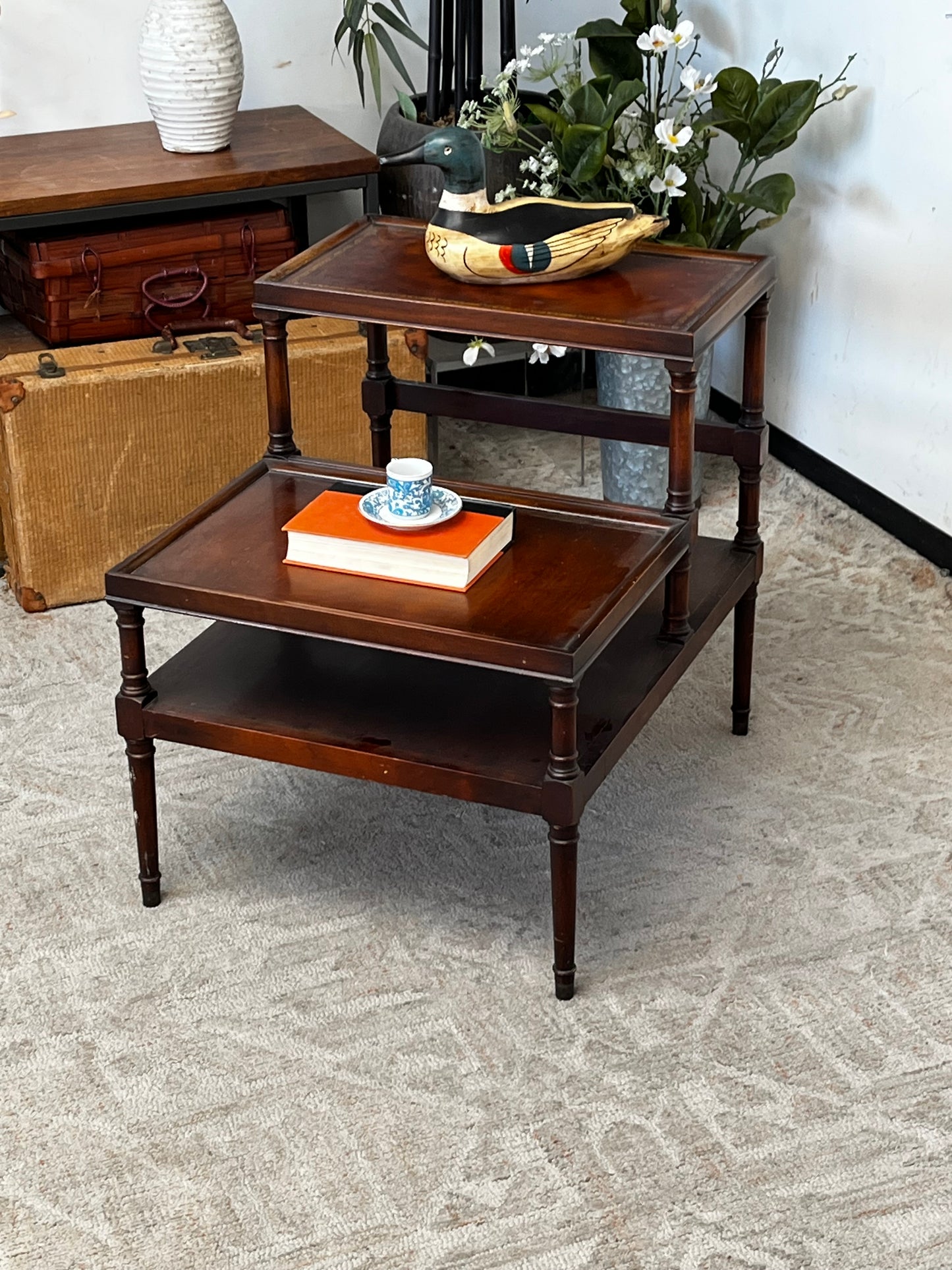 Weiman Furniture Leather Top Side Table