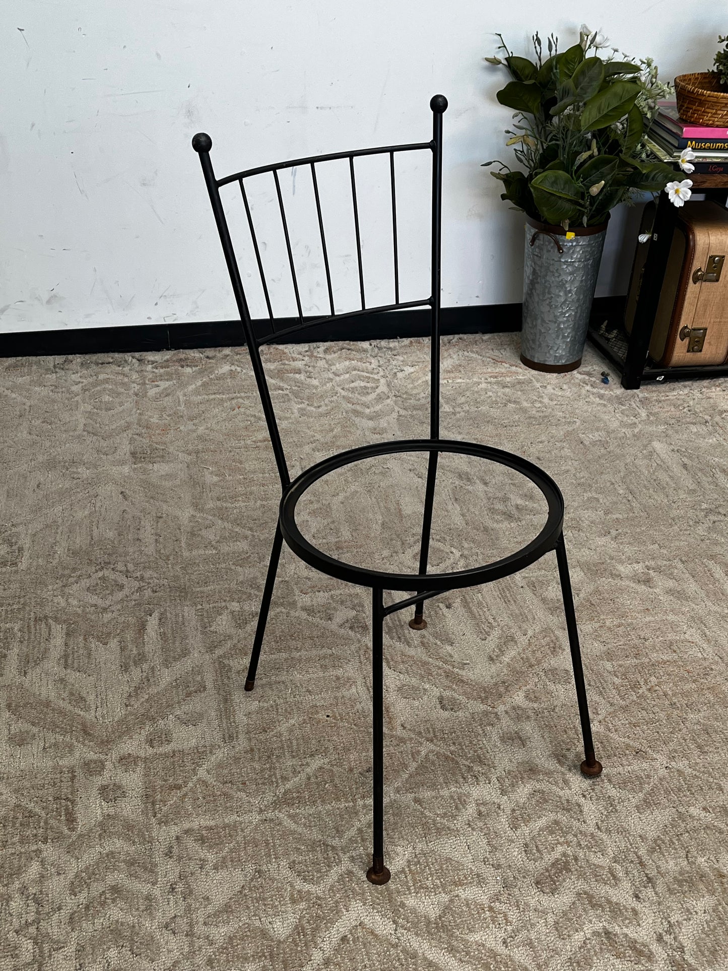 Vintage Black Metal Chair - Missing Seat