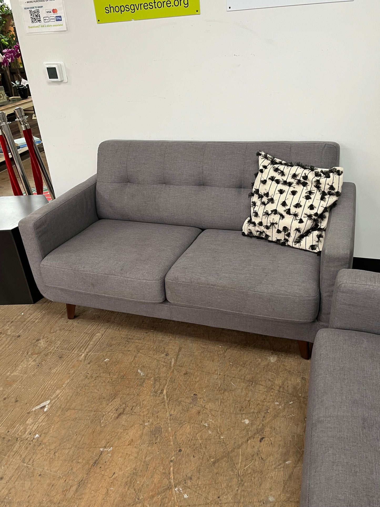 Mid-Century Modern Gray Loveseat