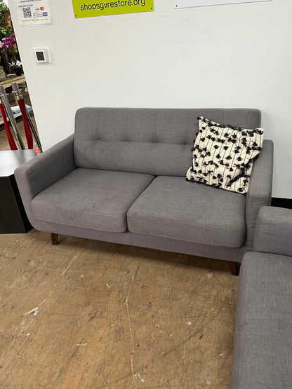Mid-Century Modern Gray Loveseat