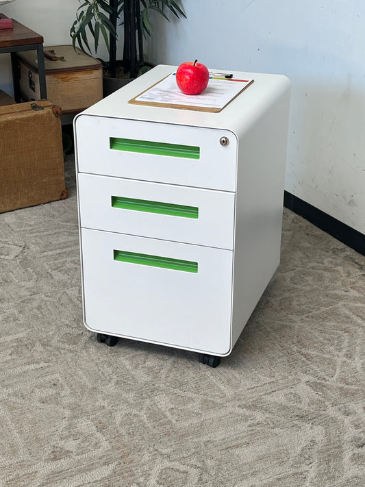 Rolling Metal 3 Drawer File Cabinet