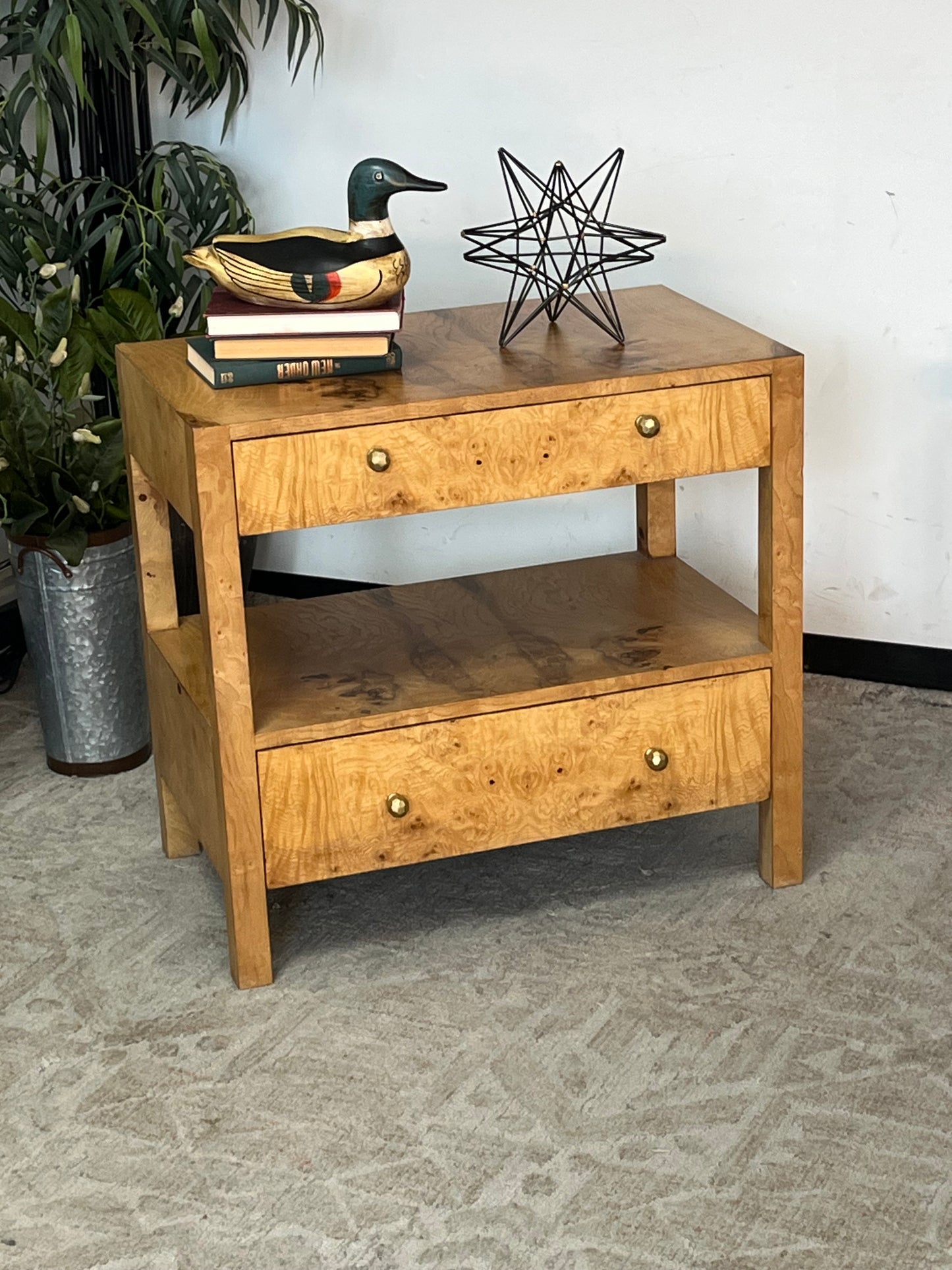 Burlwood Double Drawer End Table
