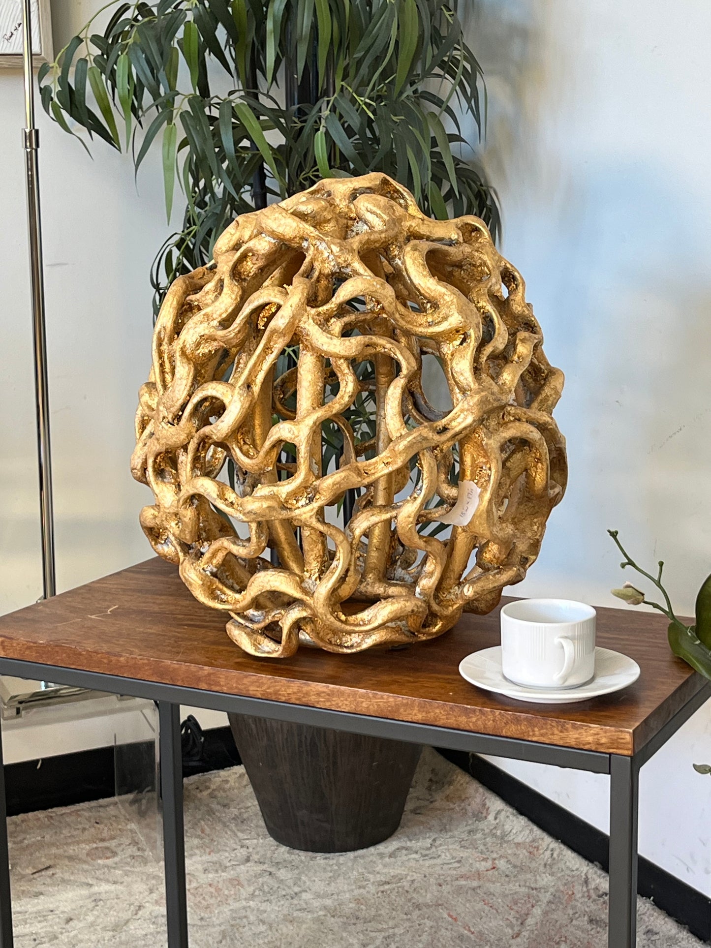 Gold Finished Abstract Large Orb