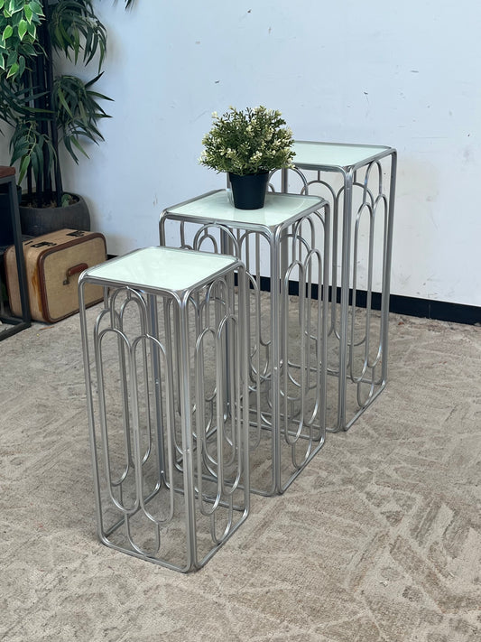 Modern Set Of 3 Metal Side Tables