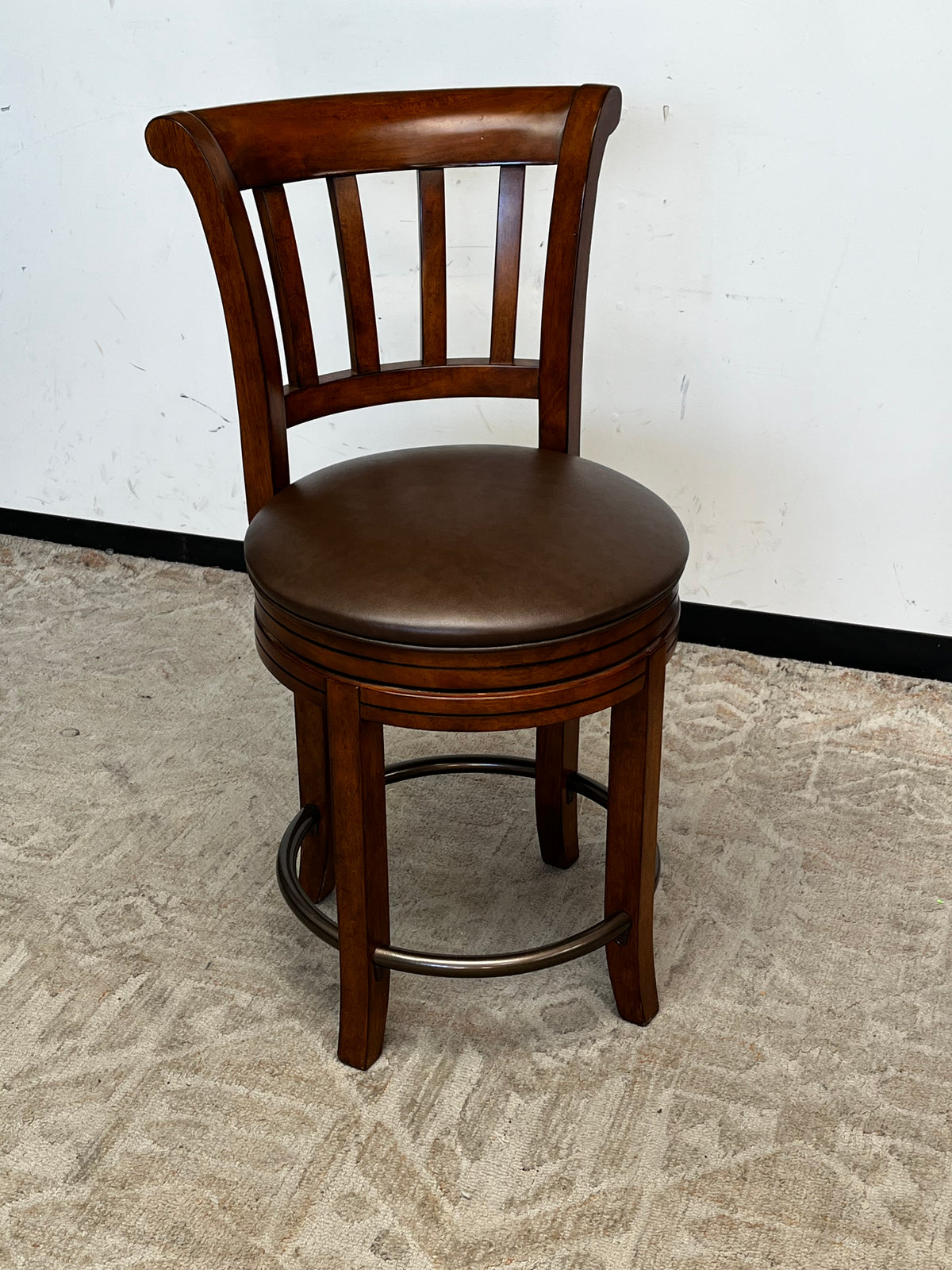 Wooden Counter-Height Swivel Chair