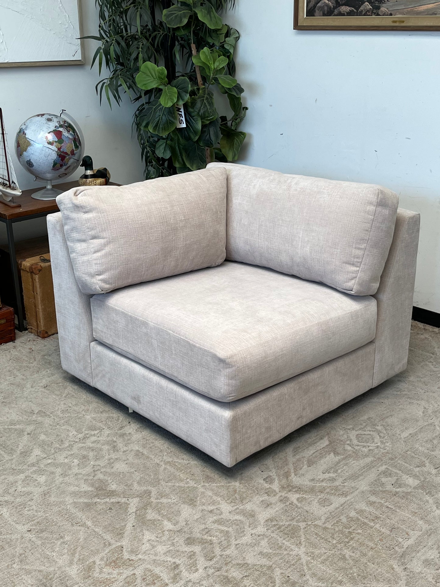 Modern Beige Linen Corner Seat