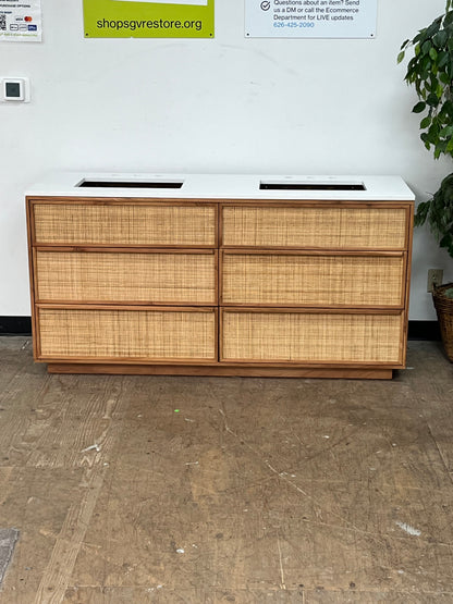 Modern Rattan 65.5" Double Bathroom Vanity