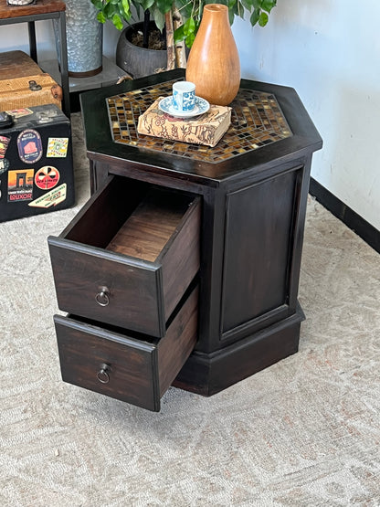 Modern Style End Table With Mosaic Inaly