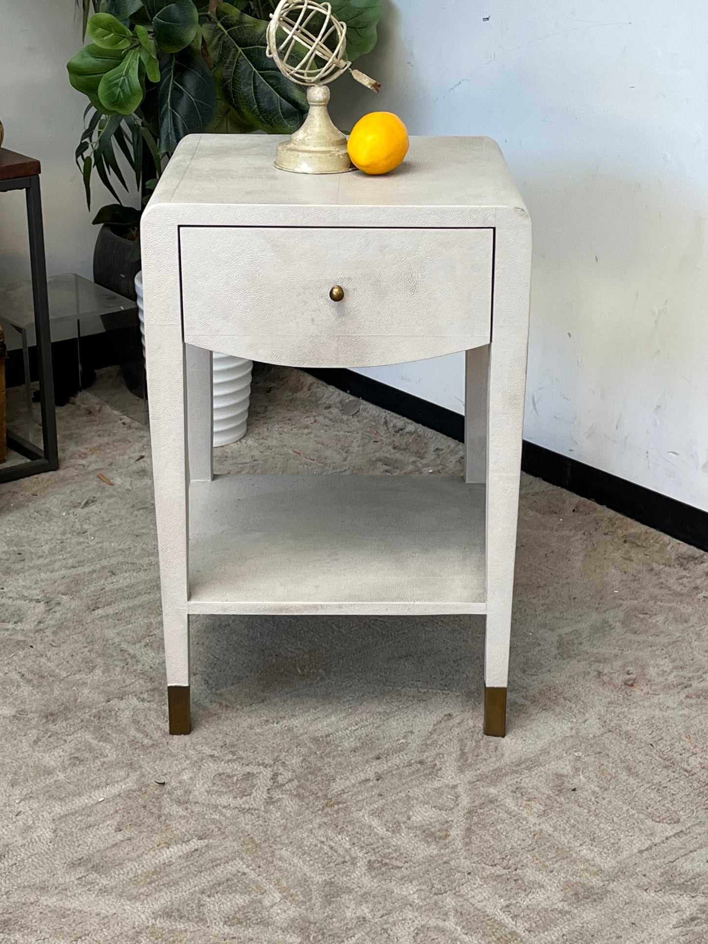 Modern Faux Raffia Nightstand