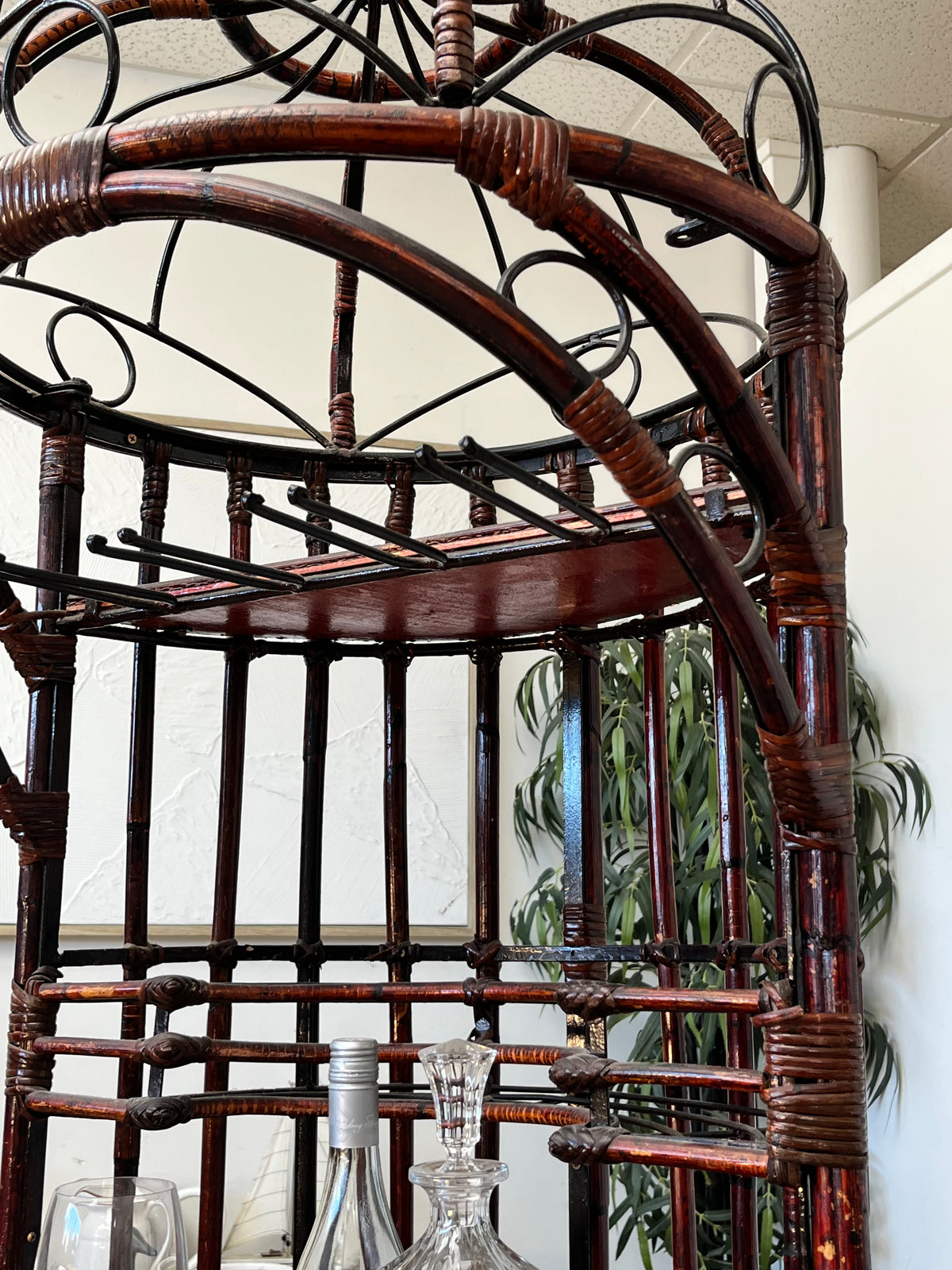 Bamboo Birdcage Style Bar Cabinet
