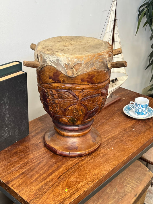 Vintage Hand-Carved St. Maarten Drum