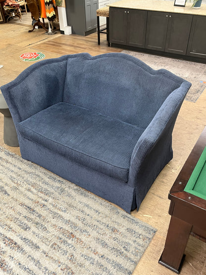 Wesley Hall Blue Linen Loveseat