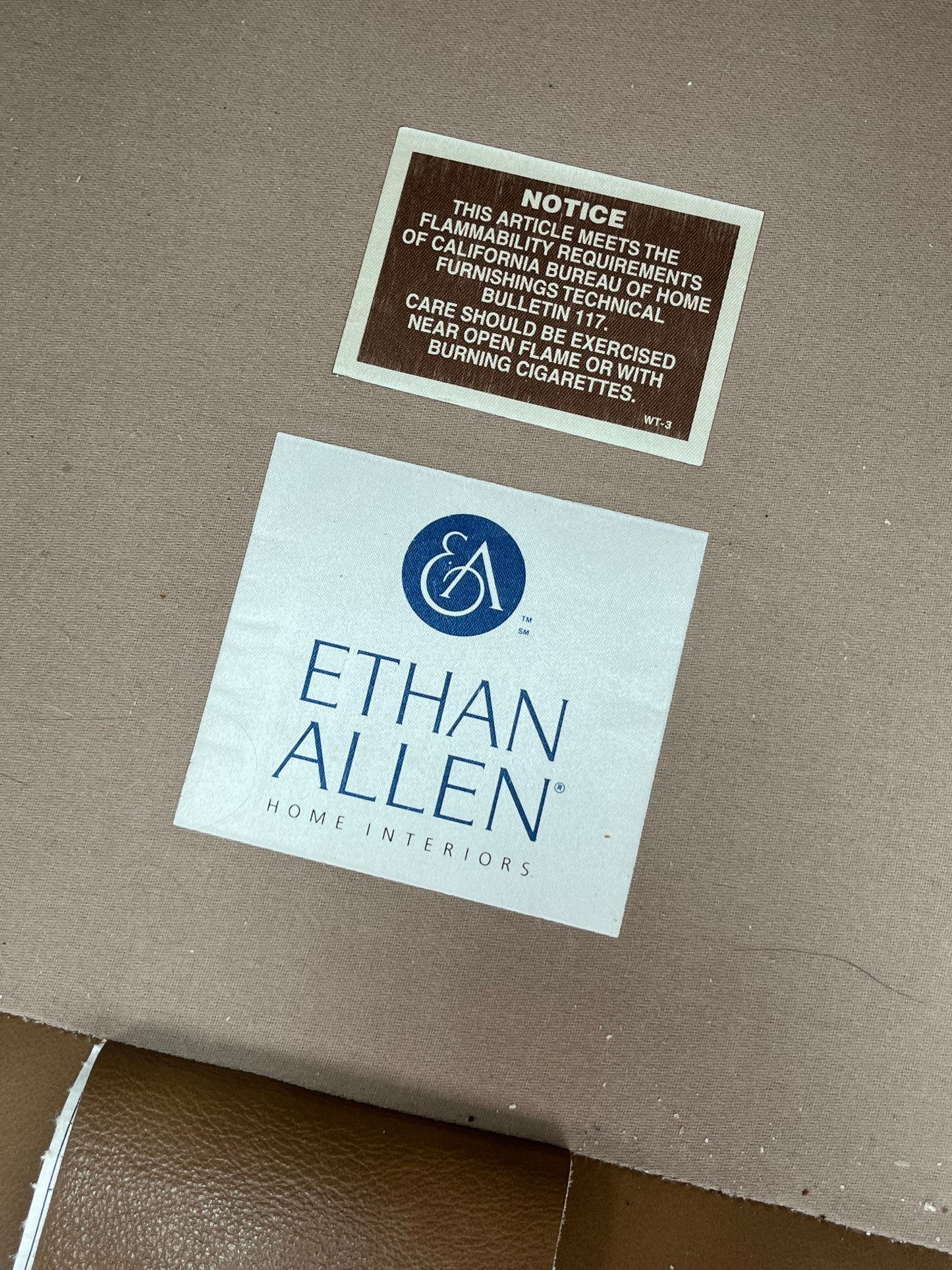 Ethan Allen Tan Leather Couch