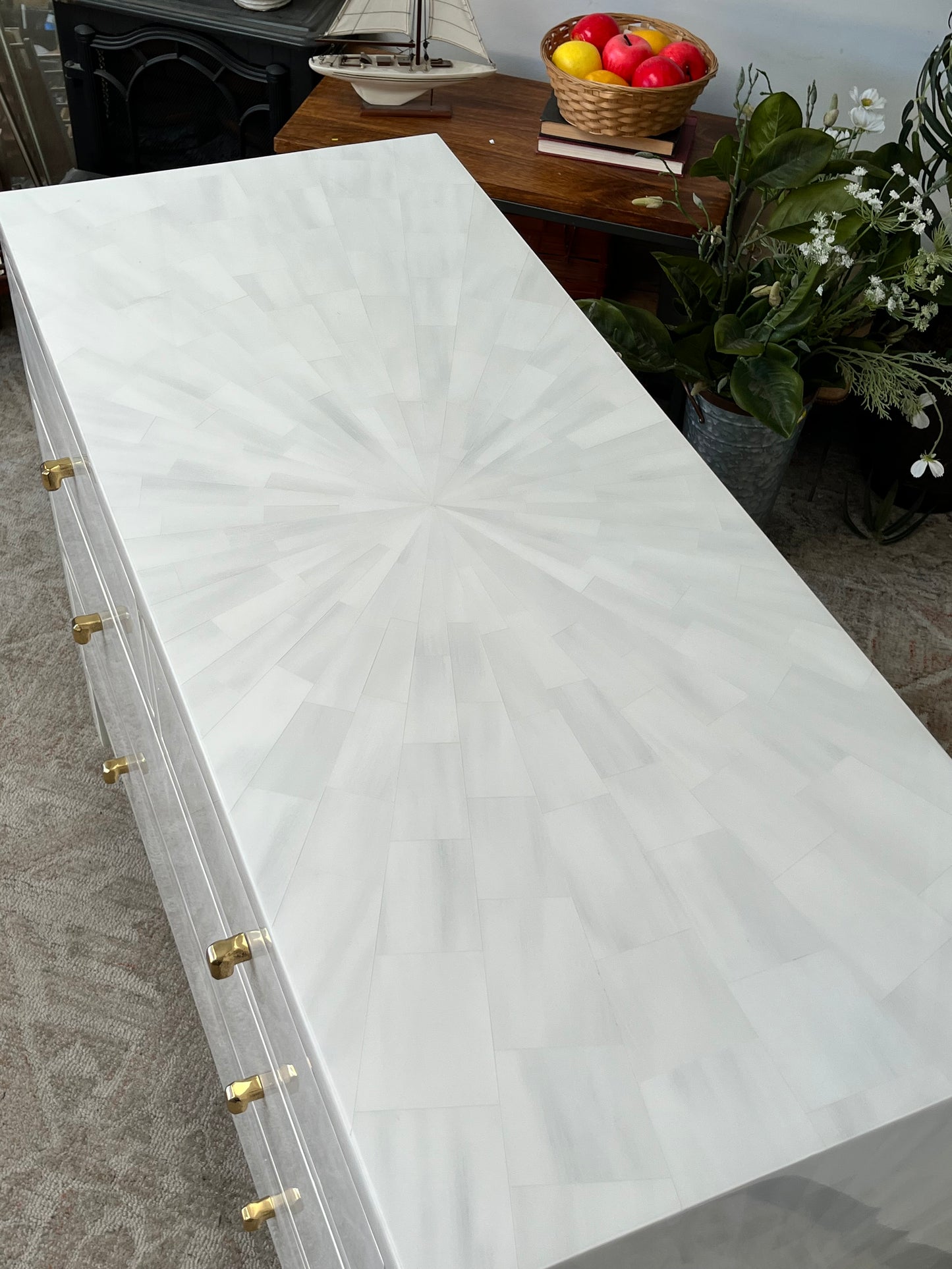 Modern Faux Horn White Dresser