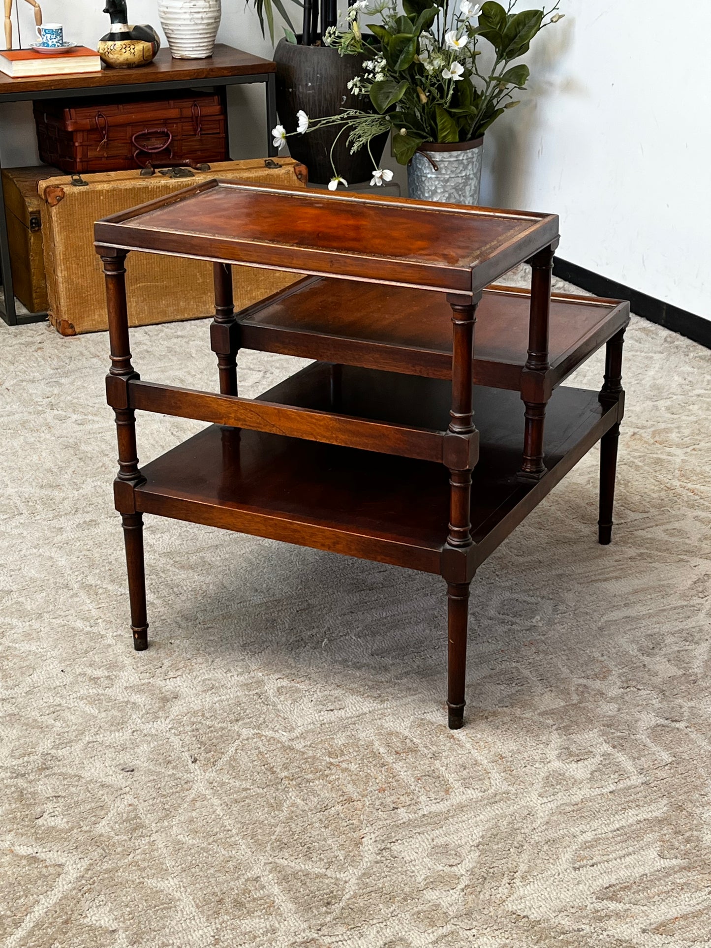 Weiman Furniture Leather Top Side Table