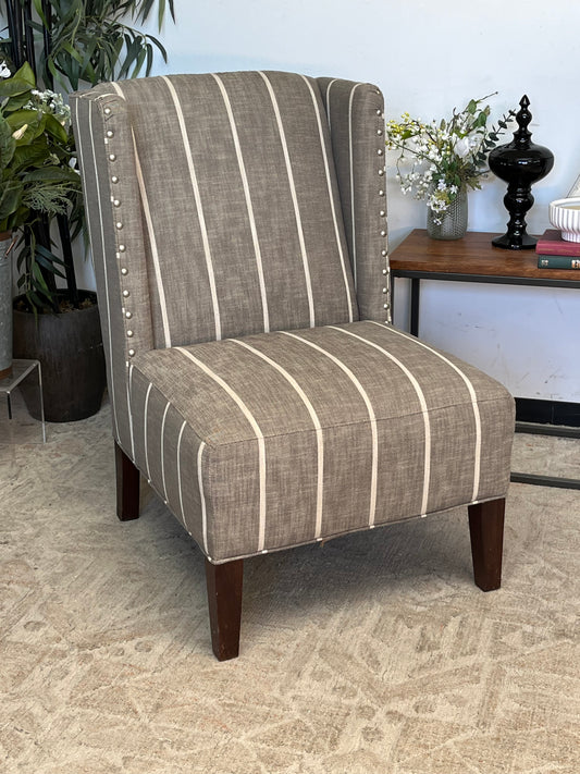 Studded Striped Accent Chair