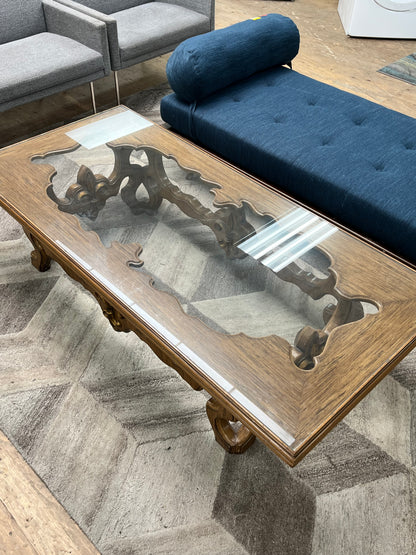 Vintage Wood-Carved Coffee Table