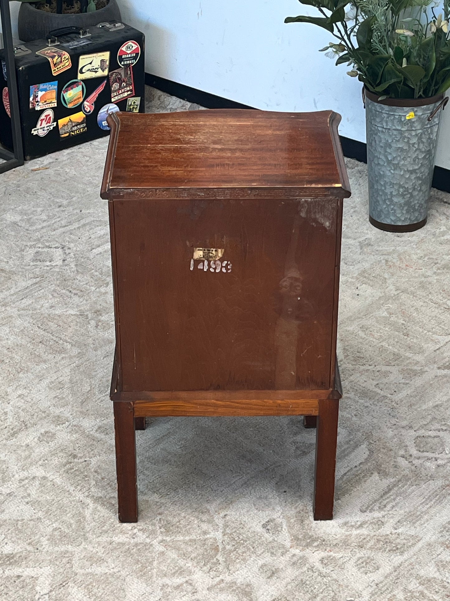 Antique 2-Drawer Wooden Nightstand