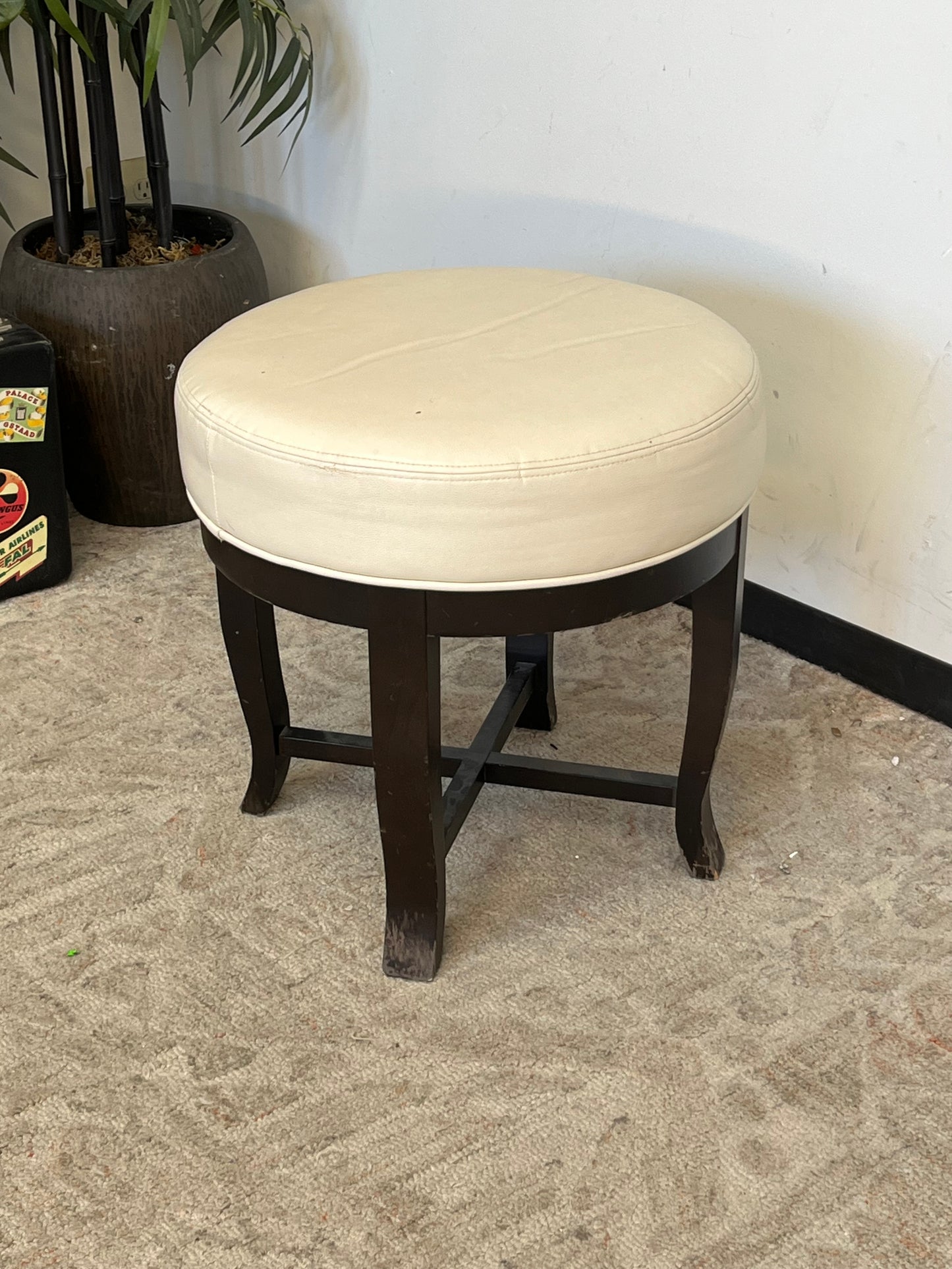 Modern Style Faux Leather Ottoman