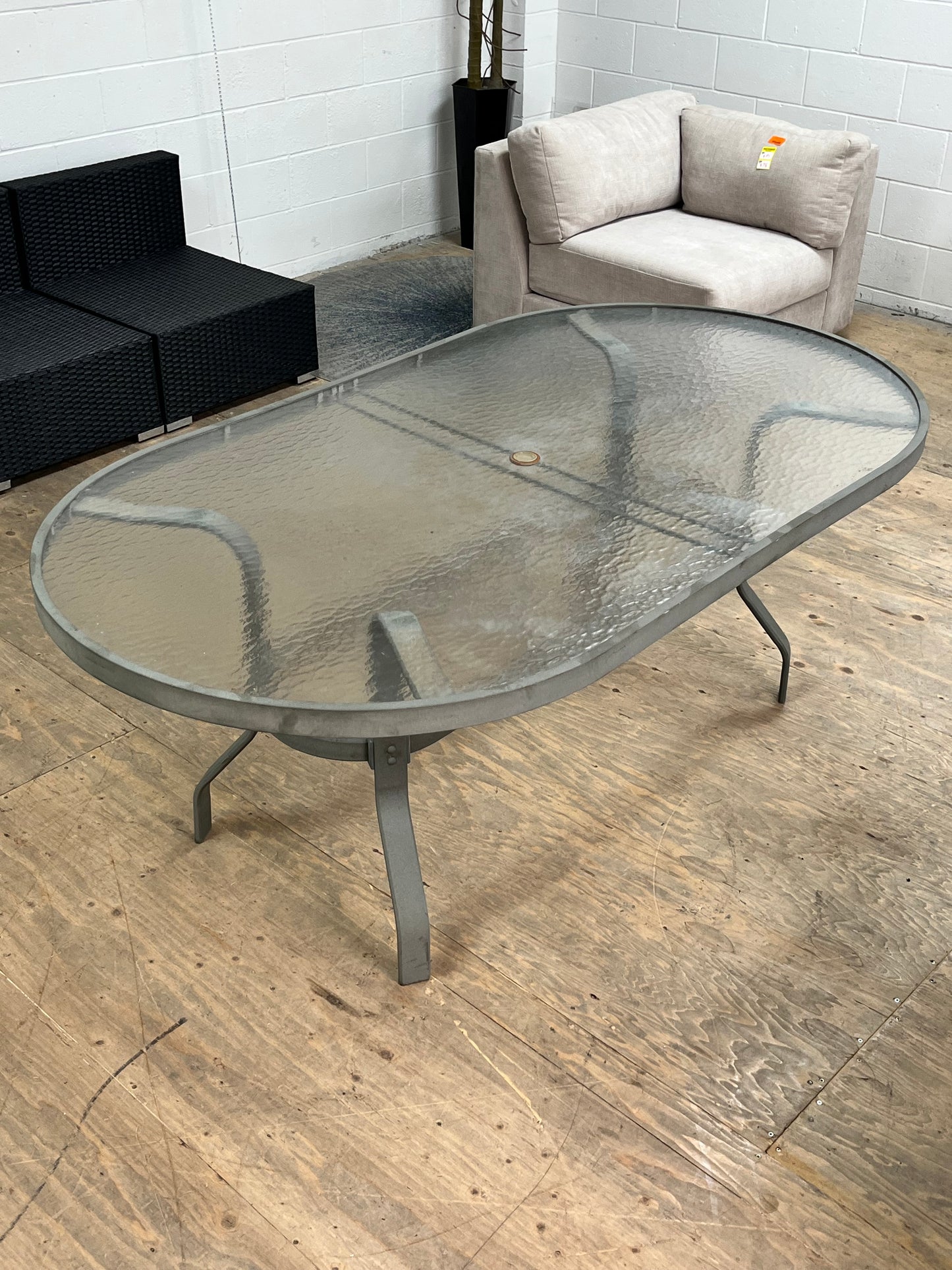 Outdoor Glass Oval Patio Table