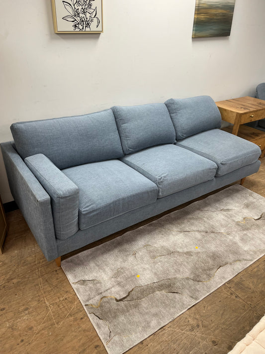 Benchmade Modern Right Arm Blue Linen Couch