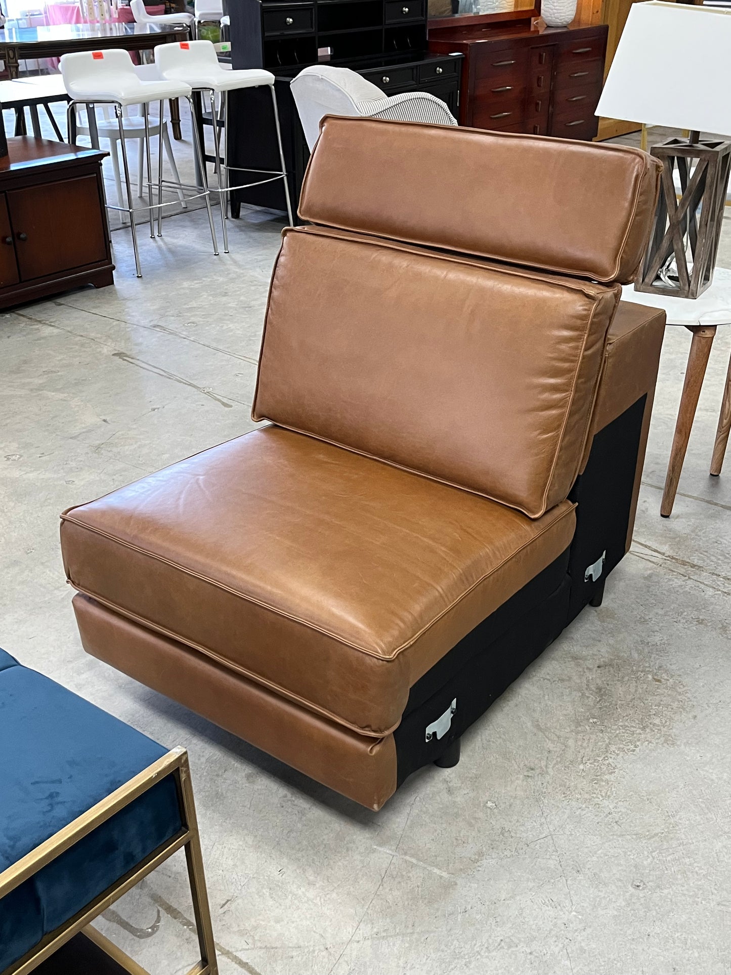 Armless Single Leather Chair