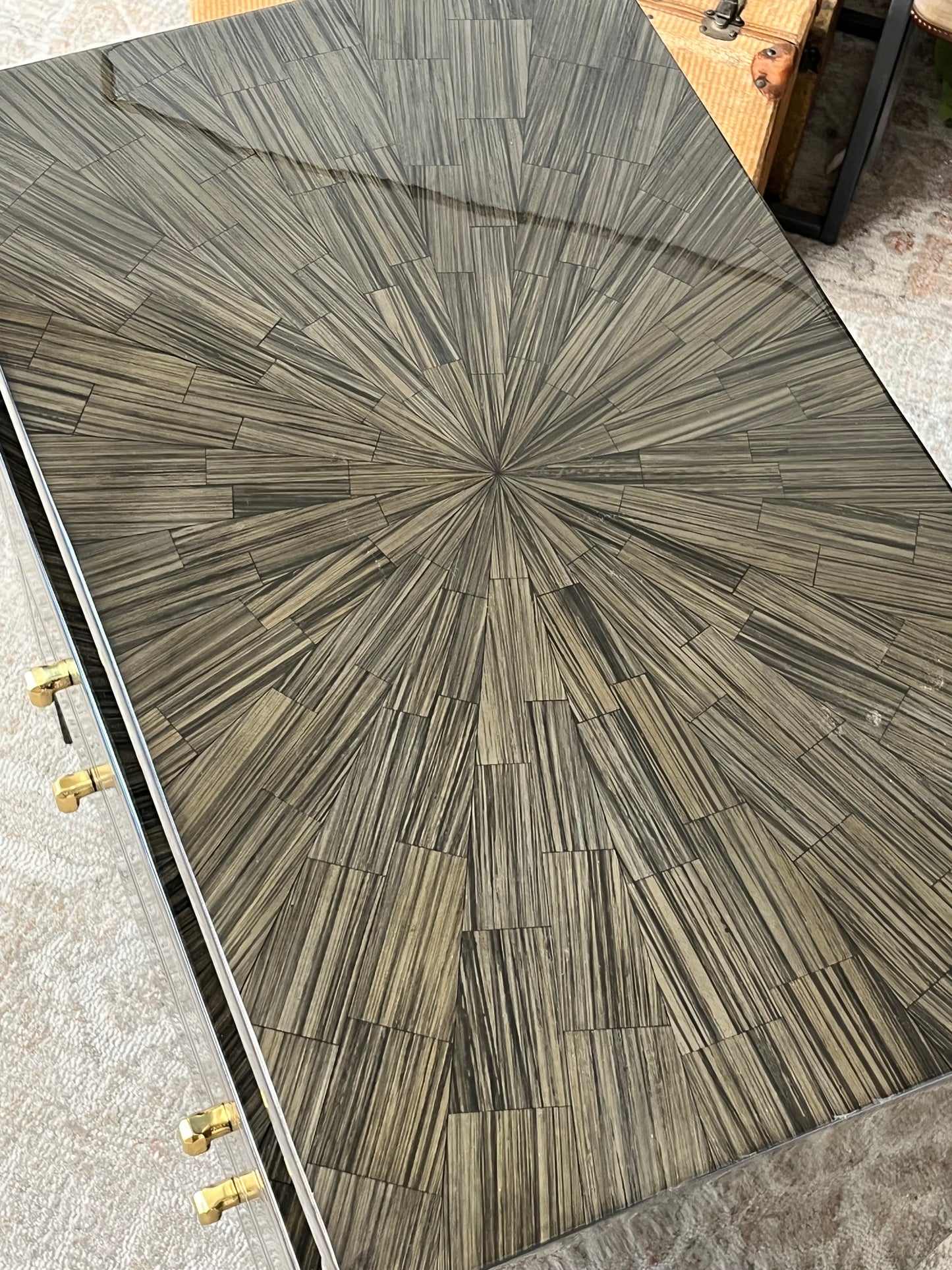 Modern Faux Horn Grey Nightstand