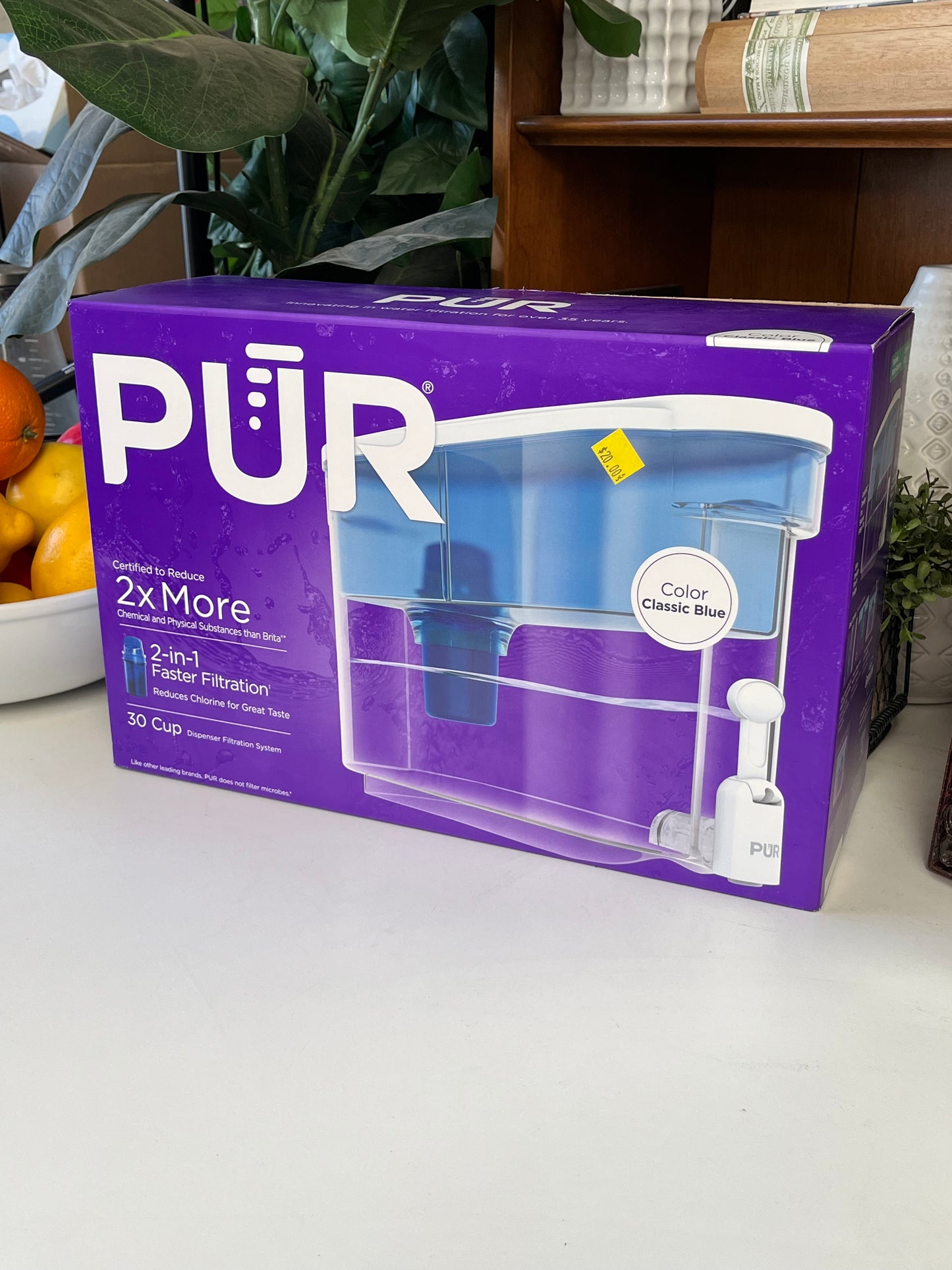 PUR 30-Cup Countertop Water Filter Dispenser, 1 Genuine PUR Filter