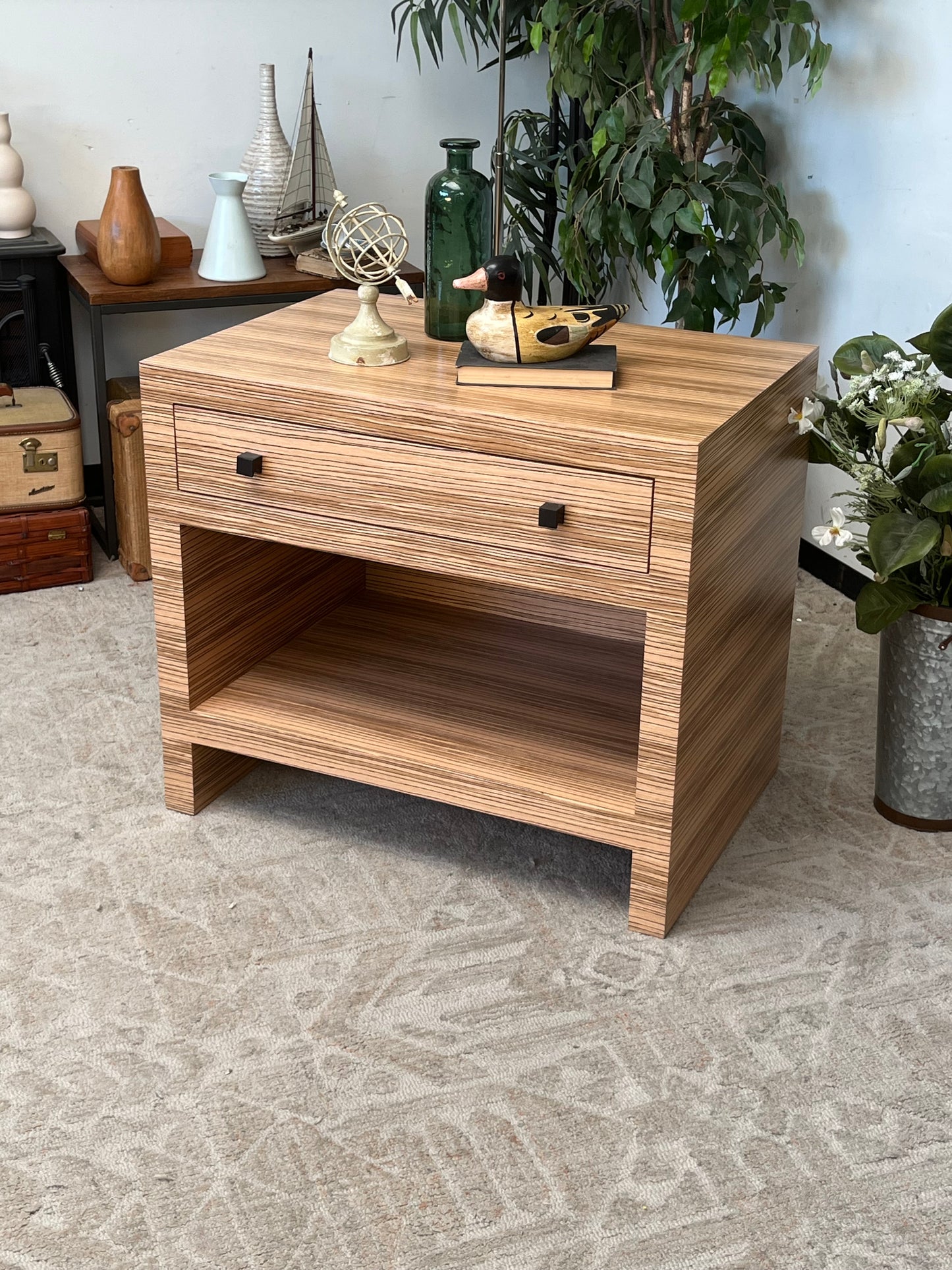 Kreiss Wooden Striped Nightstand