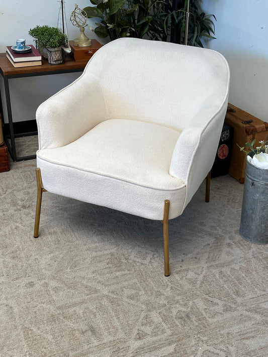 Modern White Rounded Accent Chair
