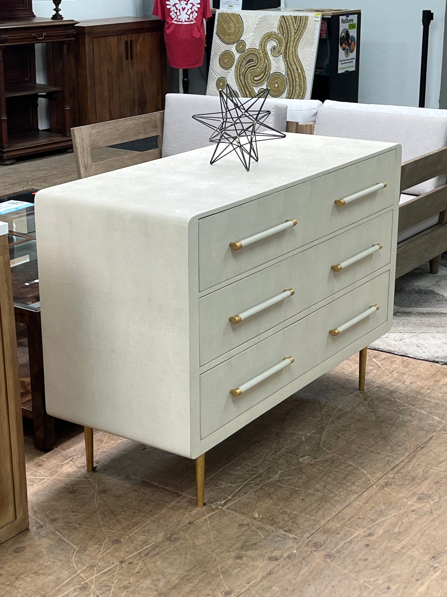 3-Drawer Faux Shagreen Dresser