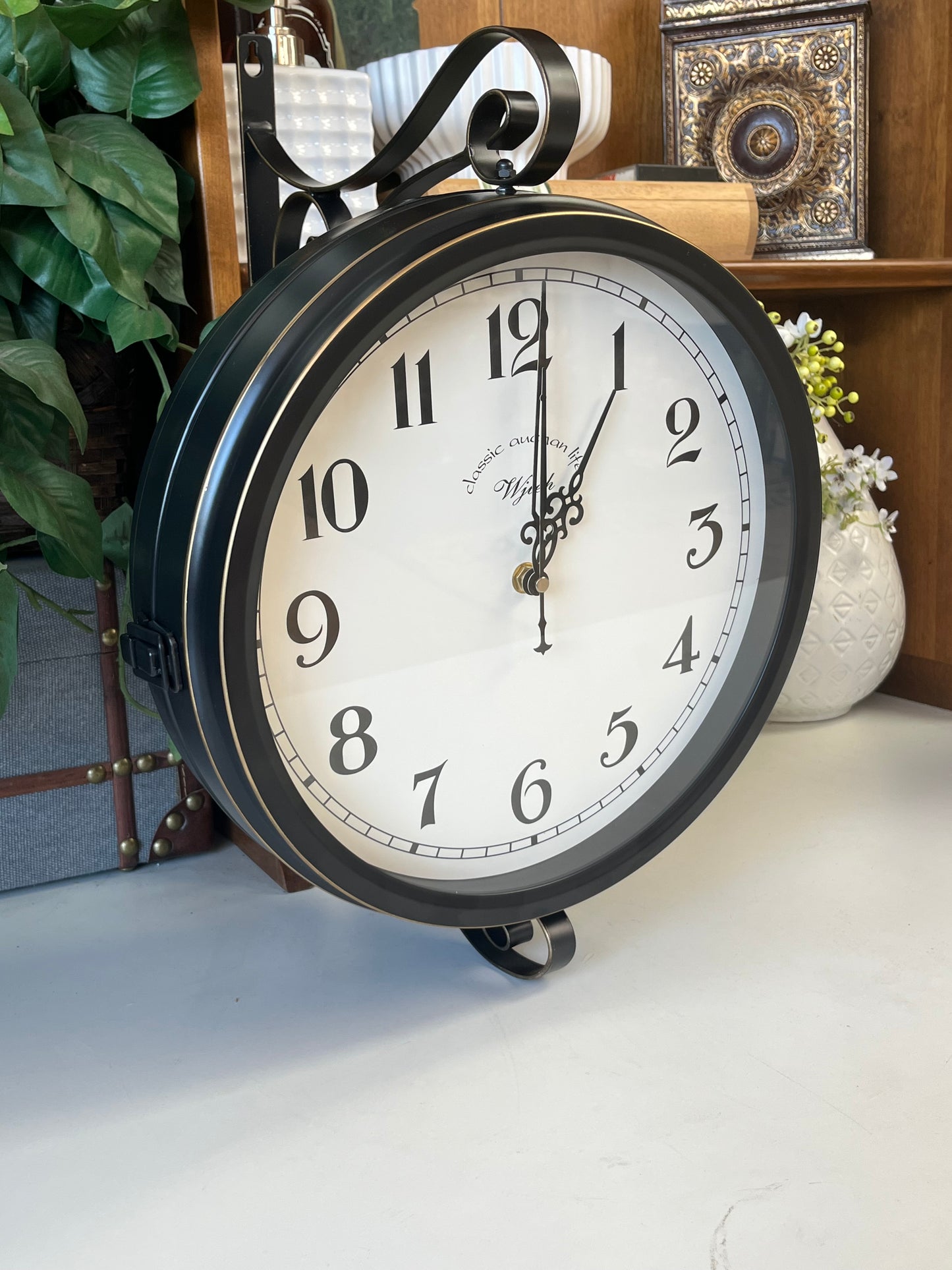 Vintage Style Battery Powered Double Sided Wall Clock