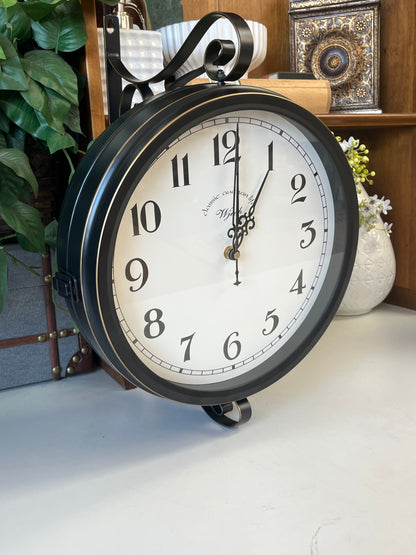 Vintage Style Battery Powered Double Sided Wall Clock