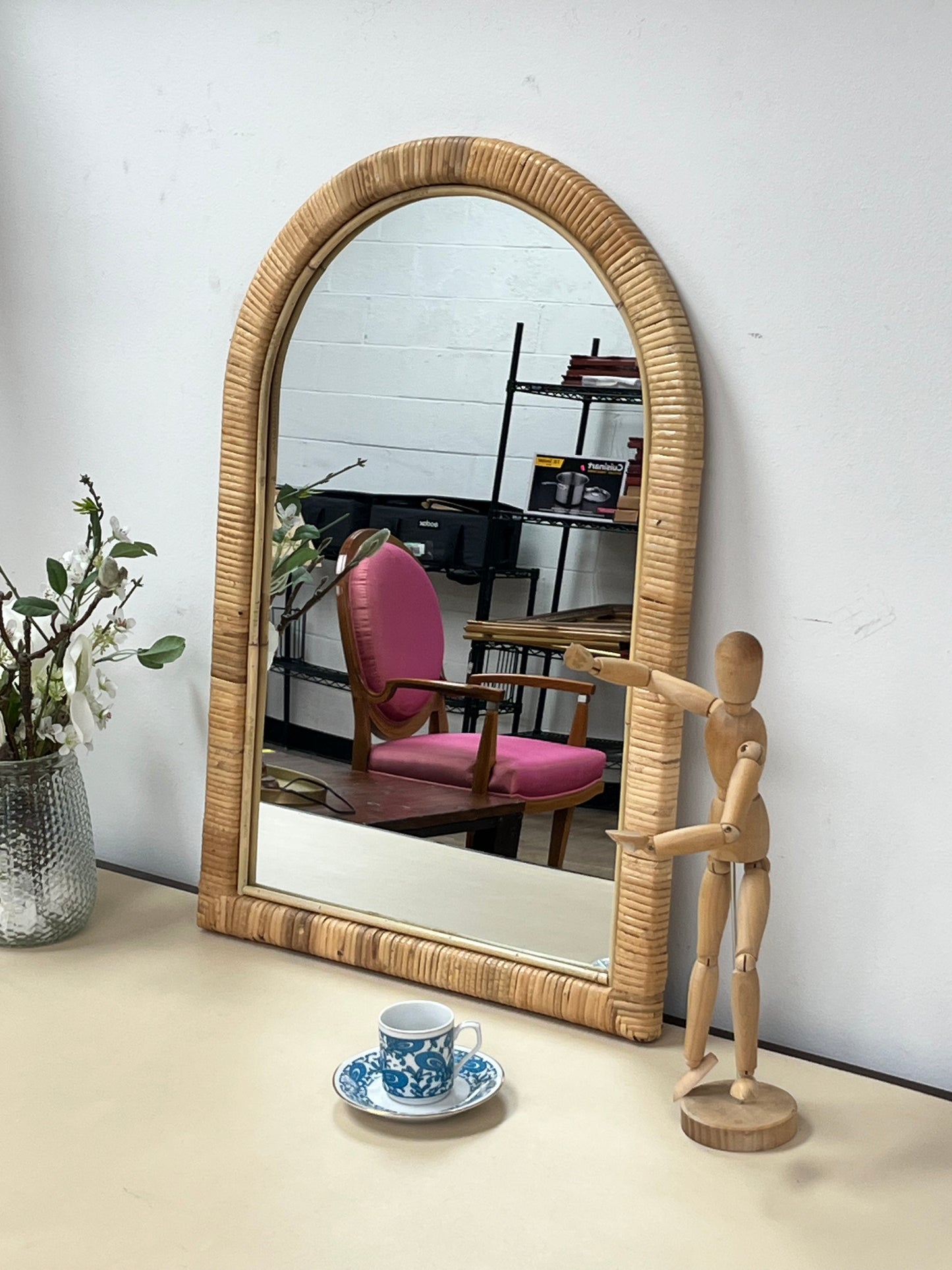 Natural Rattan Arched Mirror